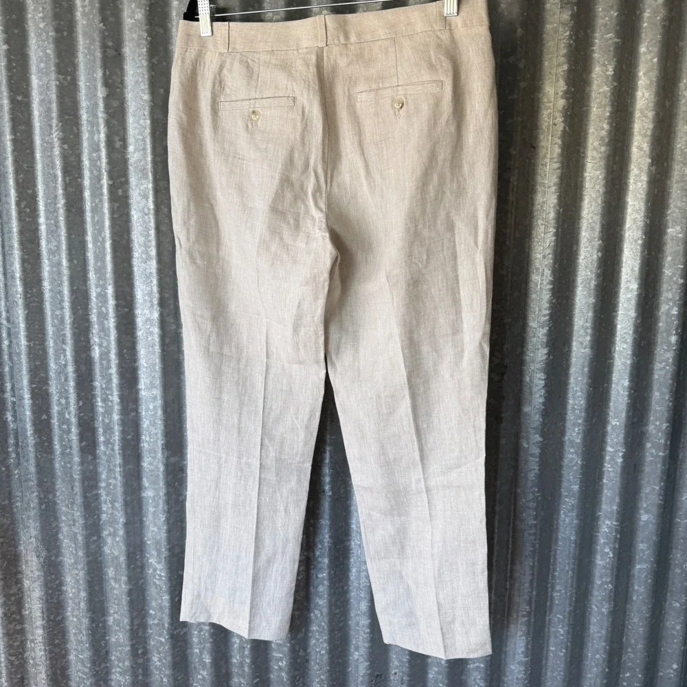Banana Republic Avery Linen Pants Womens 8 Beige Straight Leg Trousers Neutral